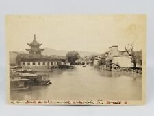 Antique 1924 Nanking China Postcard Temple & Canal Inside The Wall, handwritten picture