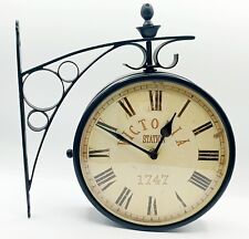 Antique Style Victoria Station Railway Double Sided Swivel Wall Mounted Clock picture