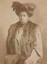 Serious African American Woman in Fur Stole & Muff Cabinet Photo picture