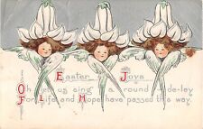 1911 Anthropomorphic Fantasy Easter PC-Angels Wearing Easter Lily Hats-Blodgett picture