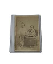 Victorian 1890-1900s Antique Photo of 2 Adorable Children Siblings Cabinet Card picture