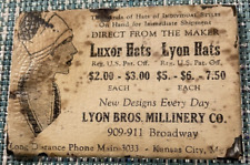 Antique Advertising Mirror Millinery Hats Lyon Bros. Luxor Hats-Kansas City MO picture