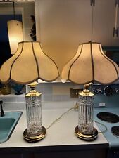 Pair of Waterford 30” Cut Crystal Electric Table Lamps and Shades picture