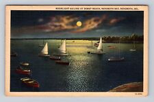 Rehoboth DE-Delaware, Moonlight Sailing At Dewey Beach, Vintage c1938 Postcard picture