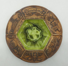 Vintage Treasure Craft Disneyland Ashtray Plate Green Glaze Listed Attractions picture