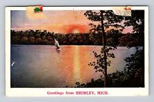 Brimley MI-Michigan, Scenic Greetings, Sunset Antique Vintage c1937 Postcard picture