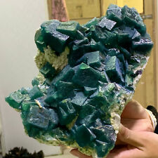 5.22LB Rare Transparent Green Cube Fluorite Mineral Crystal Specimen/China picture
