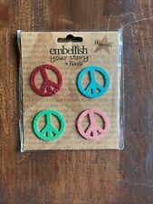 Embellish Your Story Glitter Peace Sign Magnets By Roeda Set of 4 picture
