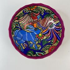 Original Hand Painted Colorful Mexican Style Pottery 3 Footed Bowl 6” Diameter picture