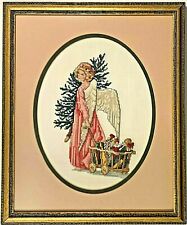 ANGEL Counted Cross Stitch COMPLETED FRAMED PICTURE Carol Emmer Vtg CHRISTMAS picture