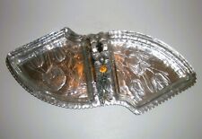 Vintage Rodney Kent Hammered Aluminum Tulip Relish Tray w/Glass Inserts #462 picture