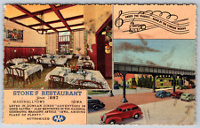 c1940s Stone's Restaurant Mashalltown Iowa Vintage Linen Postcard picture