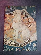 vtg postcard Tapestry Dame Licorne taste gout dog detail art unposted picture