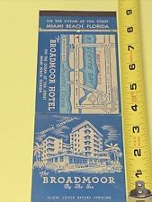 Vintage Giant Matchbook Cover   The Broadmore Hotel  Miami Beach,Fl gmg 9x3 1/4 picture