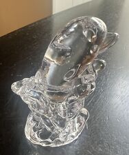 Baby Dolphin in Waves Clear Glass Figurine 3 1/4