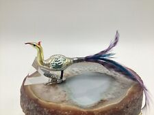 Vintage Antique Christmas Glass Clip On Bird Peacock Ornament Germany Feathers picture