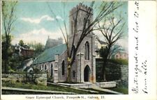 1908. GRACE EPISCOPAL CHURCH, PROSPECT ST. GALENA, ILL. POSTCARD t8 picture