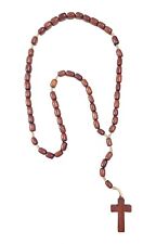 Brown Jatoba Wooden Beads Catholic Rosary Necklace with Cross Crucifix, 18 Inch picture