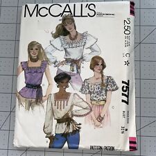 McCall's 7577 Square Neckline Tops Pattern - Size 8 - Vintage/Retro/Boho - CUT picture