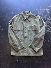 Vintage 1940s WW2 US Army HBT Herringbone Field Shirt 13 star metal buttons 34R picture