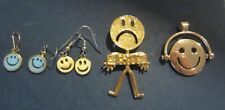 Vintage smiley face lot earrings pins picture