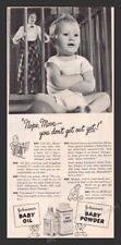 Johnson's Baby Oil & Powder Mom in Jail 1940s Print Advertisement Ad 1948 picture