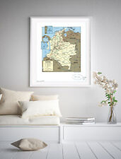 2001 Map| Colombia| Colombia Map Size: 20 inches x 24 inches |Fits 20x24 size fr picture