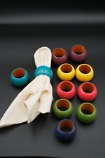 Vintage wooden painted napkin rings 1960s picture