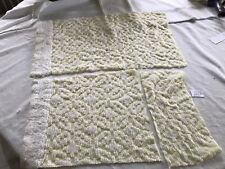 3 pieces hot yellow / white tufting GEOMETRIC  fresh VINT CHENILLE BEDSPREAD  picture
