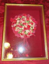 VINTAGE 1973 ANTIQUE WEDDING BOUQUET IN A FRAME DATED FEB 17, 1973 SIZE 15.5X19 picture