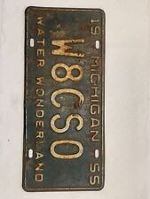 1955 Michigan License Plate “Water Wonderland” # W8CS0 picture