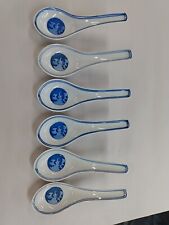 Vintage Chinese Porcelain Soup Spoons Set Of 6 picture