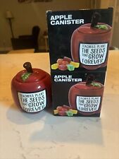 kirklands teachers ceramic apple Shaped canister & Lid with box picture