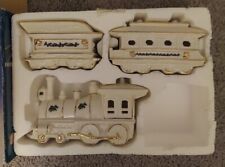 Vintage 2002 Christmas Porcelain Train Ivory Gold Painted Trim Holly NO LIGHTING picture
