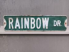 Vintage Raised Letter Steel Street Sign, Rainbow Dr. picture