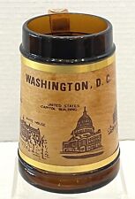 Vintage Capsco Washington DC Souvenir Mug Amber Brown Wood Wrap & Handle Sticker picture