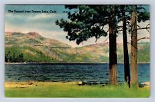 VINTAGE THE SUMMIT FROM DONNER LAKE CALIFORNIA ~ LINEN POSTCARD DH picture