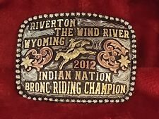 CHAMPION BUCKLE TROPHY BRONC RIDING☆PROFESSIONAL RIVERTON WYOMING☆2012☆RARE☆107 picture