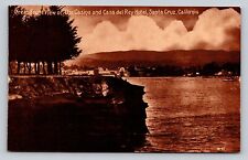 Ocean Front View Casino Casa del Rey Hotel Santa Cruz CA Sepia Antique Postcard picture