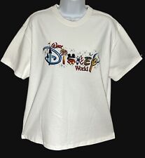 Walt Disney World 80s T-Shirt Large Embroidered White Chest 45