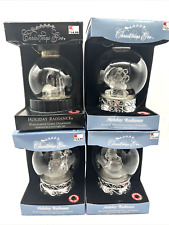 Set of 4 Christmas Eve Holiday Radiance Illuminated Fine Glass Snowman Bear READ picture