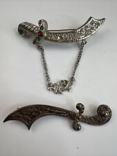 Vintage Set of 2 Shriner Sword Fez Tassel Pins picture