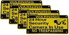 4 pack Warning 24 Hour Security Camera In Use Yellow Black 6