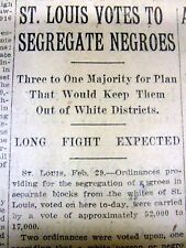 1916 newspaper ST LOUIS Missouri VOTES for RACIAL SEGREGATION o NEGR0ES & WHITES picture