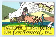 c.1961 Postcard South Dakota Territory Centennial 1861 Covered Wagon Mt Rushmore picture
