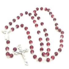 Burgundy Italian Murano Glass Style Rosary From Italy picture