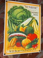 Vtg Ande Rooney Sunrise W.D. Burt Co Dalton NY Vegetable Seeds Porcelain Sign picture