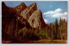 Yosemite National Park Three Brothers California CA Postcard c1954 picture