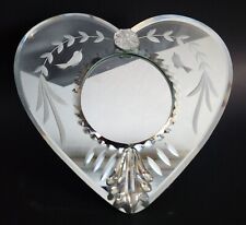Heart Shaped Mirrored Etched Look Frame Bird And Floral Design picture