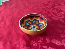 VINTAGE HUICHOL MEXICAN FOLK ART BEADED GOURD BOWL - USED picture